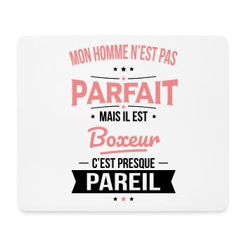Mon homme n'est pas parfait mais il est boxeur - Tapis de souris (format paysage) - blanc - Devant