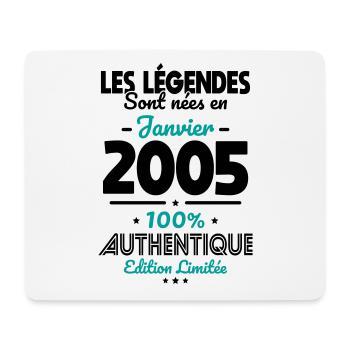 Anniversaire 20 ans - Légendes nées Janvier 2005 - Tapis de souris (format paysage) - blanc - Devant