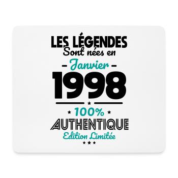 Anniversaire 25 ans - Légendes nées Janvier 1998 - Tapis de souris (format paysage) - blanc - Devant