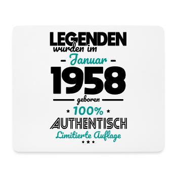 65. Geburtstag - Legenden wurden im Januar 1958 - Mousepad (Querformat) - Weiß - Vorne