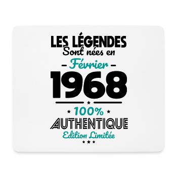 Anniversaire 55 ans - Légendes nées Février 1968 - Tapis de souris (format paysage) - blanc - Devant