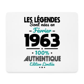 Anniversaire 60 ans - Légendes nées Février 1963 - Tapis de souris (format paysage) - blanc - Devant