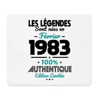 Anniversaire 40 ans - Légendes nées Février 1983 - Tapis de souris (format paysage) - blanc - Devant