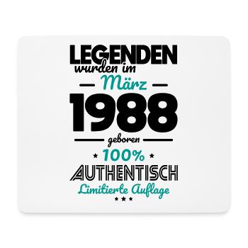 35. Geburtstag - Legenden wurden im März 1988 - Mousepad (Querformat) - Weiß - Vorne