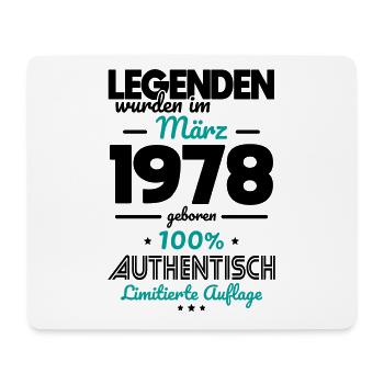 45. Geburtstag - Legenden wurden im März 1978 - Mousepad (Querformat) - Weiß - Vorne