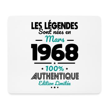 Anniversaire 55 ans - Légendes nées Mars 1968 - Tapis de souris (format paysage) - blanc - Devant