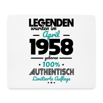 65. Geburtstag - Legenden wurden im April 1958 - Mousepad (Querformat) - Weiß - Vorne
