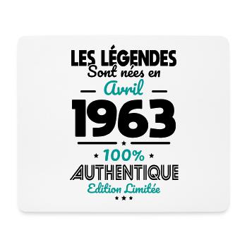 Anniversaire 60 ans - Légendes nées Avril 1963 - Tapis de souris (format paysage) - blanc - Devant