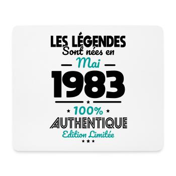 Anniversaire 40 ans - Légendes nées Mai 1983 - Tapis de souris (format paysage) - blanc - Devant
