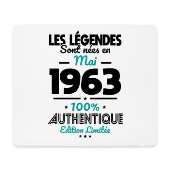 Anniversaire 60 ans - Légendes nées Mai 1963 - Tapis de souris (format paysage) - blanc - Devant