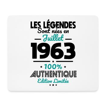 Anniversaire 60 ans - Légendes nées Juillet 1963 - Tapis de souris (format paysage) - blanc - Devant