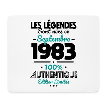 Anniversaire 40 ans - Légendes nées Septembre 1983 - Tapis de souris (format paysage) - blanc - Devant