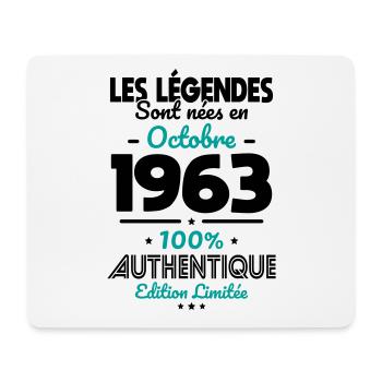 Anniversaire 60 ans - Légendes nées Octobre 1963 - Tapis de souris (format paysage) - blanc - Devant