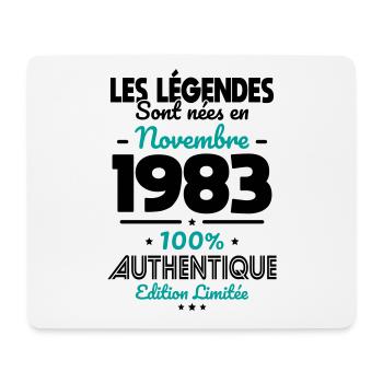 Anniversaire 40 ans - Légendes nées Novembre 1983 - Tapis de souris (format paysage) - blanc - Devant