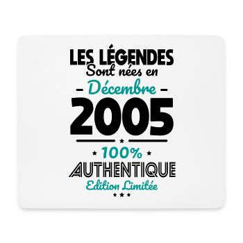 Anniversaire 20 ans - Légendes nées Décembre 2005 - Tapis de souris (format paysage) - blanc - Devant