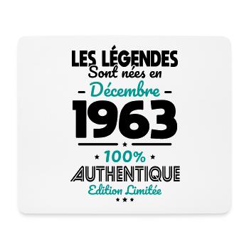Anniversaire 60 ans - Légendes nées Décembre 1963 - Tapis de souris (format paysage) - blanc - Devant