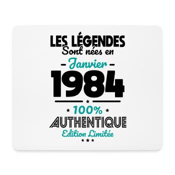 Anniversaire 40 ans - Légendes nées Janvier 1984 - Tapis de souris (format paysage) - blanc - Devant