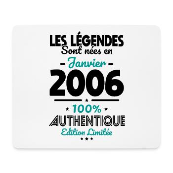 Anniversaire 18 ans - Légendes nées Janvier 2006 - Tapis de souris (format paysage) - blanc - Devant