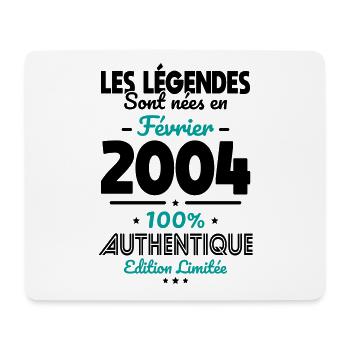 Anniversaire 20 ans - Légendes nées Février 2004 - Tapis de souris (format paysage) - blanc - Devant