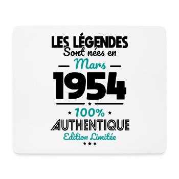 Anniversaire 70 ans - Légendes nées Mars 1954 - Tapis de souris (format paysage) - blanc - Devant