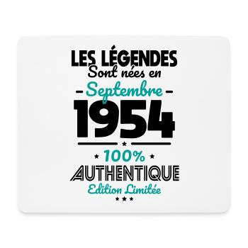 Anniversaire 70 ans - Légendes nées Septembre 1954 - Tapis de souris (format paysage) - blanc - Devant