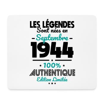 Anniversaire 80 ans - Légendes nées Septembre 1944 - Tapis de souris (format paysage) - blanc - Devant