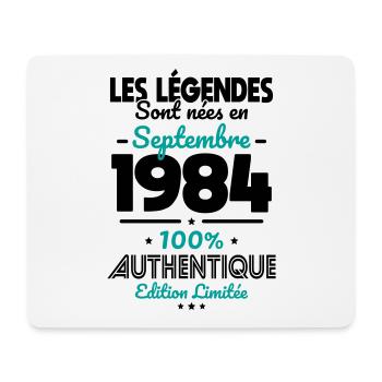 Anniversaire 40 ans - Légendes nées Septembre 1984 - Tapis de souris (format paysage) - blanc - Devant
