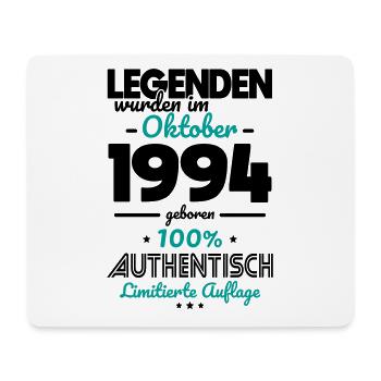 30th Birthday - Legends were created in October 1994 - Mouse Pad (horizontal) - white - Front