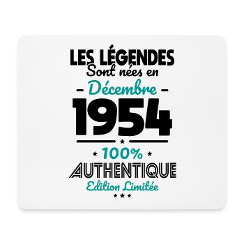 70th Anniversary - Legends born December 1954 - Mouse Pad (horizontal) - white - Front