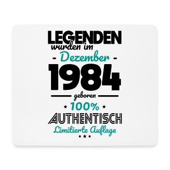 40th Birthday - Legends were created in December 1984 - Mouse Pad (horizontal) - white - Front