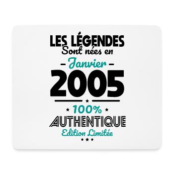 Anniversaire 20 ans - Légendes nées Janvier 2005 - Tapis de souris (format paysage) - blanc - Devant