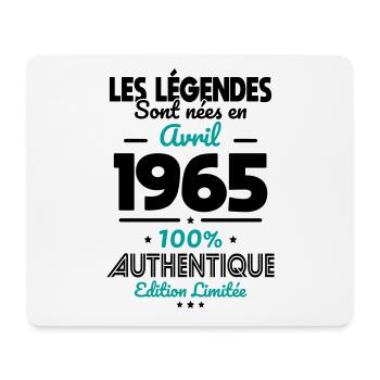 Anniversaire 60 ans - Légendes nées Avril 1965 - Tapis de souris (format paysage) - blanc - Devant