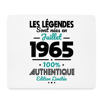 Anniversaire 60 ans - Légendes nées Juillet 1965 - Tapis de souris (format paysage) - blanc - Devant