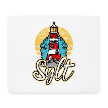 Sylt Germany City Lighthouse Skyline Font - Mouse Pad (horizontal) - white - Front