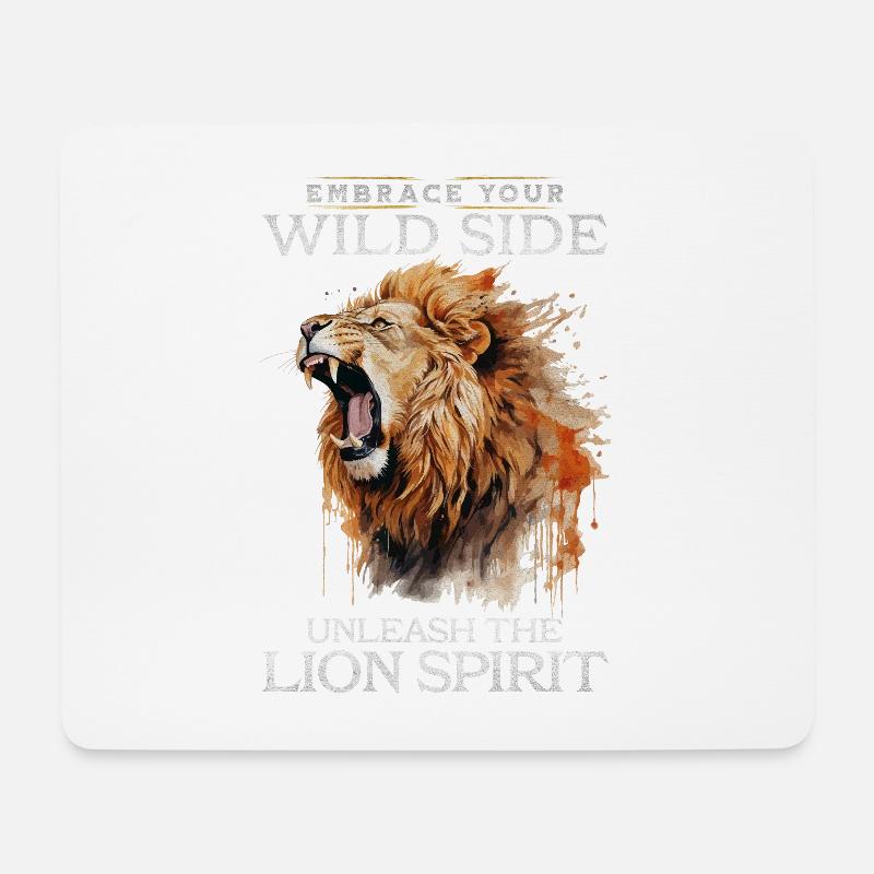 Löwe Löwenkopf Stark Wild Stolz Mutig Königlich - Mousepad (Querformat) - Weiß