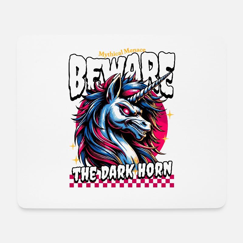 BEWARE THE DARK UNICORN Mythical Menace - Mouse Pad (horizontal) - white