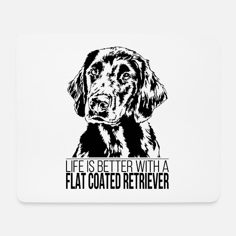 FLAT COATED RETRIEVER life is better Hund Wilsigns - Mousepad (Querformat) - Weiß