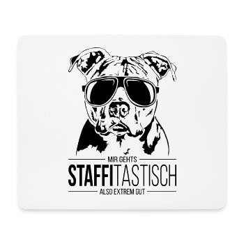 STAFFITASTISCH American Staffordshire Hundespruch - Mousepad (Querformat) - Weiß - Vorne