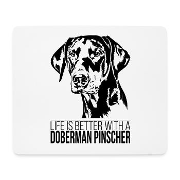 Doberman Pinscher la vie est meilleure Chiens Wilsigns - Tapis de souris (format paysage) - blanc - Devant