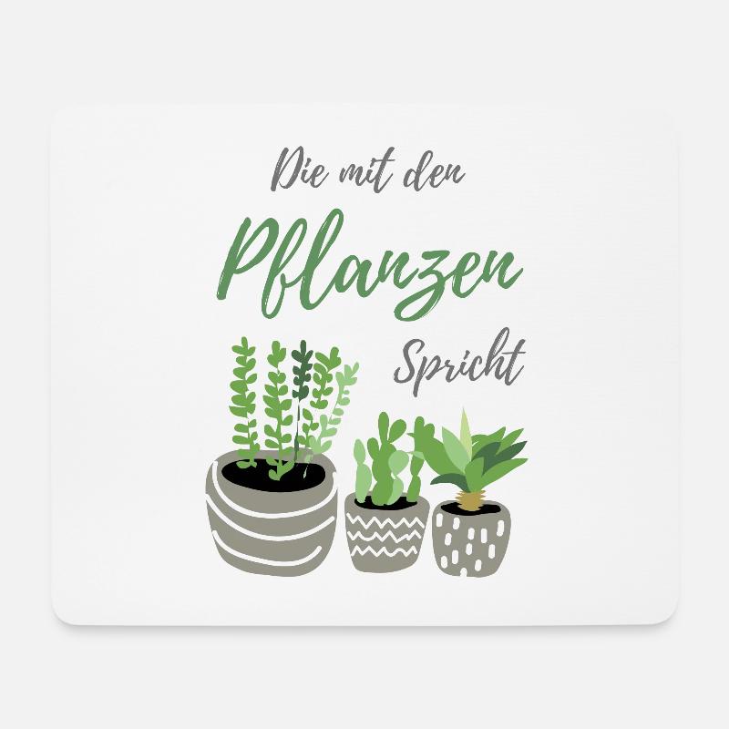 Die mit den Pflanzen spricht | Pflanzen Geschenk - Mousepad (Querformat) - Weiß