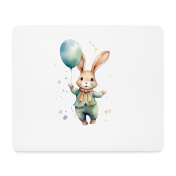 Lapin, suspendu à l’aquarelle, vert pastel, bébé - Tapis de souris (format paysage) - blanc - Devant