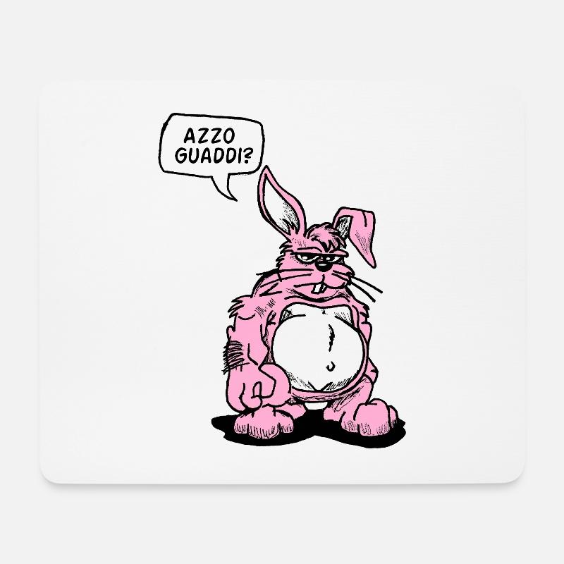 Ironisches Karikatur-Kaninchen - Mousepad (Querformat) - Weiß