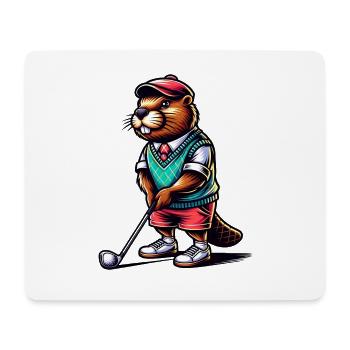 Biber Golfer Lustig Golfen Sport - Mousepad (Querformat) - Weiß - Vorne