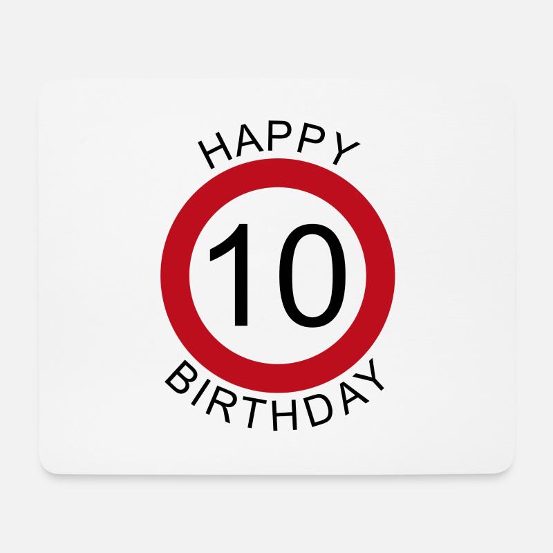 Joyeux anniversaire 10 plaque d’anniversaire - Tapis de souris (format paysage) - blanc