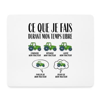 Ce que je fais durant mon temps libre Tracteur - Tapis de souris (format paysage) - blanc - Devant