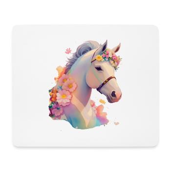 Cheval fleur - Tapis de souris (format paysage) - blanc - Devant
