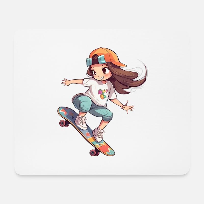 Skater Girl Skateboard Skateboarder Mädchen - Mousepad (Querformat) - Weiß