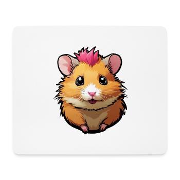 Funny hamster with pink mane - Mouse Pad (horizontal) - white - Front