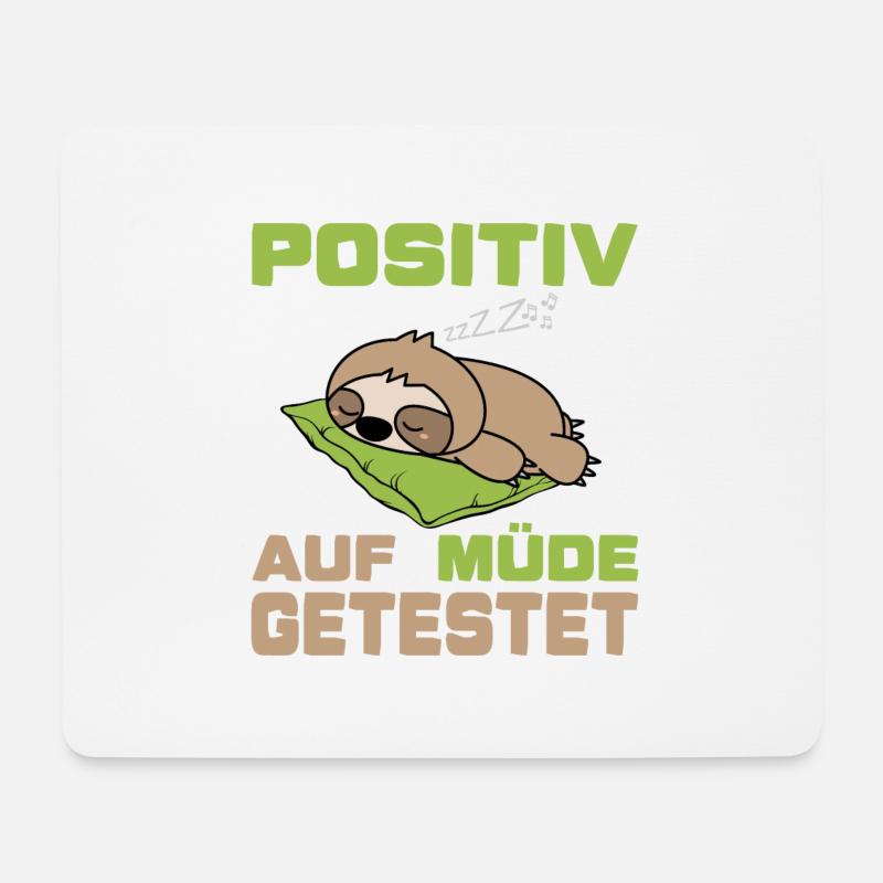 Positiv auf müde getestet (Faultier-Edition) - Mousepad (Querformat) - Weiß