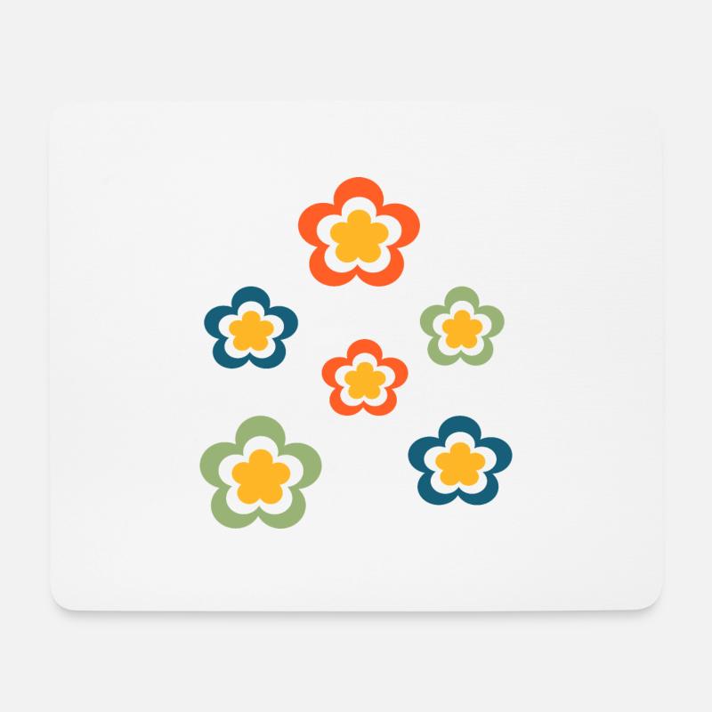 70er Jahre Blume Muster Retro Hippie Flowers Power - Mousepad (Querformat) - Weiß